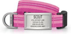 DOG iD Personalized Stainless Steel Dog ID Tag & Collar, Pink, Small: 10.25 to 15-in neck, 3/4-in wide