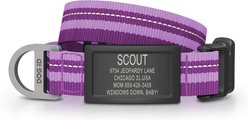 DOG iD Personalized Stainless Steel Graphite Dog ID Tag & Collar, Violet, Small: 10.25 to 15-in neck, 3/4-in wide