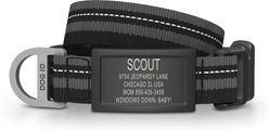 DOG iD Personalized Stainless Steel Graphite Dog ID Tag & Collar, Black, Small: 10.25 to 15-in neck, 3/4-in wide