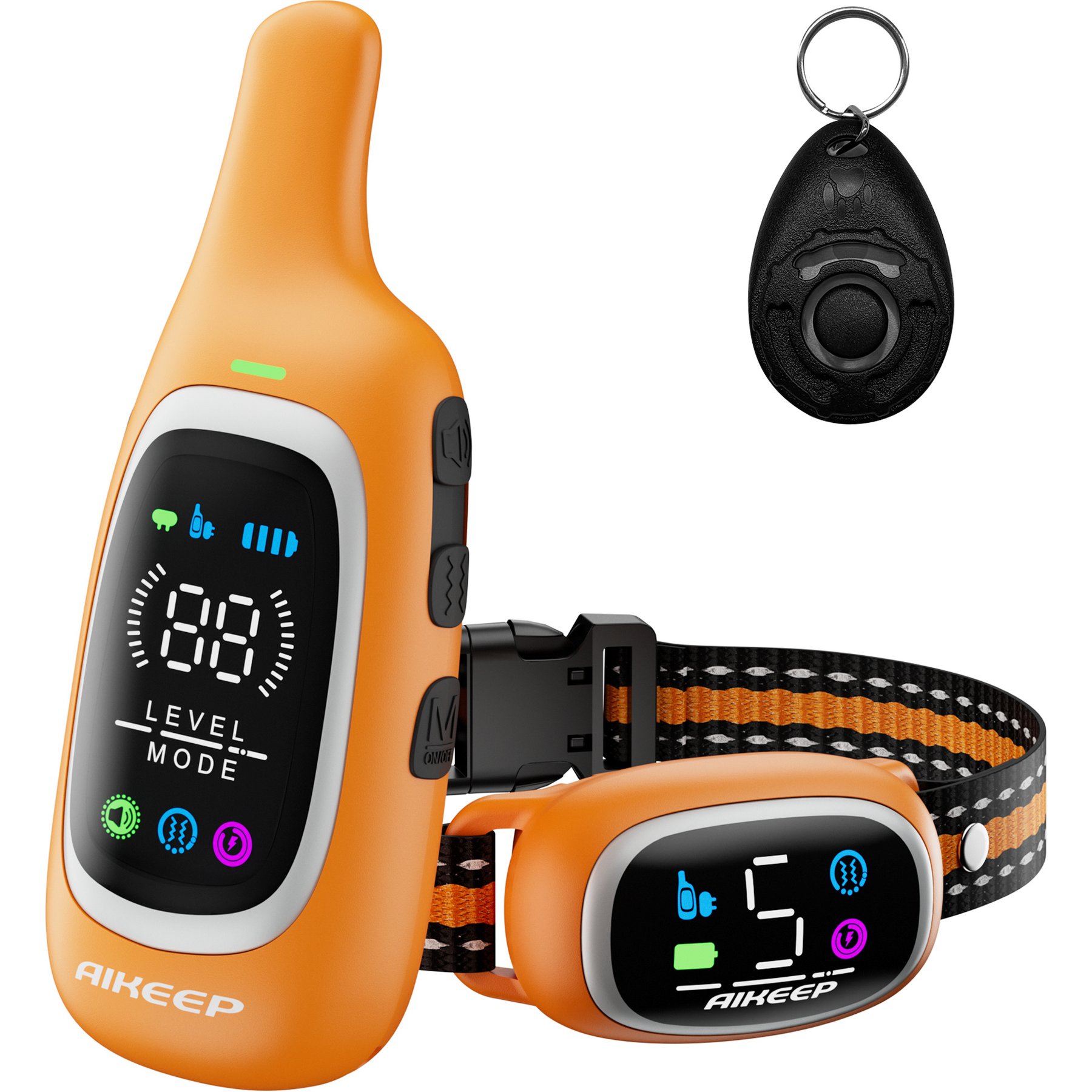 Aikeep 3300-ft Smart 2-in-1 Anti-Bark & Training Dog Shock Collar, Orange