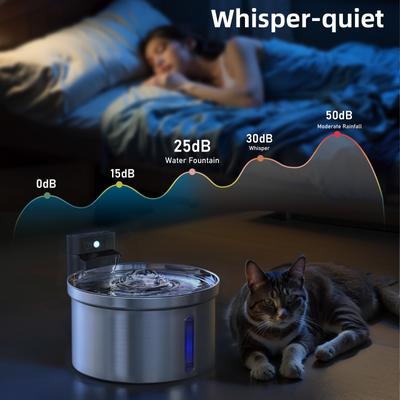 Show full view: Casfuy SY-W19 Cordless Smart Motion Sensor Stainless Steel Dog & Cat Water Fountain, 119-oz slide 3 of 9