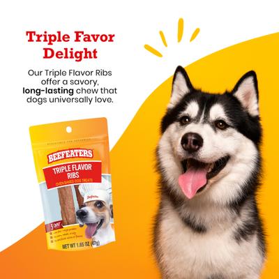 Show full view: Beefeaters Triple Flavor Ribs Jerky Dog Treats, 1.65-oz, case of 12 slide 4 of 8