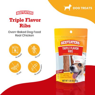 Show full view: Beefeaters Triple Flavor Ribs Jerky Dog Treats, 1.65-oz, case of 12 slide 3 of 8