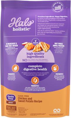 Show full view: Halo Holistic Complete Digestive Health Grain-Free Chicken & Sweet Potato Dog Food Recipe Adult Dry Dog Food, 21-lb bag slide 3 of 12