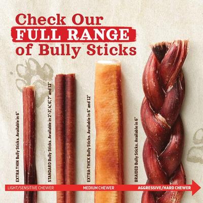 Show full view: Natural Farm 12-inch Braided Bully Stick Dog Treats, 5 count slide 6 of 8