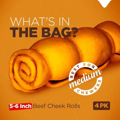 Show full view: Natural Farm 5 to 6-inch Cheek Roll Peanut Butter Flavor Dog Chews, 4 count slide 3 of 8