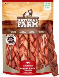 Natural Farm 12-inch Braided Super Collagen Dog Chew Treats, 10 count
