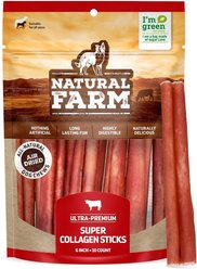 Natural Farm 6-inch Super Collagen Sticks Dog Chew Treats, 10 count