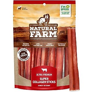 Natural Farm 6-inch Super Collagen Sticks Dog Chew Treats, 10 count