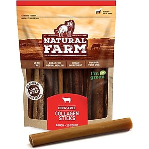 Natural Farm 6-inch Collagen Sticks Dog Chew Treats, 25 count