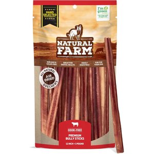 Natural Farm 12-inch Select Bully Sticks Dog Treats, 1-lb bag