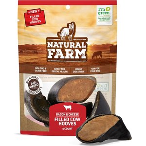 Natural Farm Stuffed Hooves Bacon & Cheese Flavor Dog Chews, 4 count
