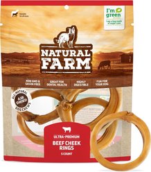 Natural Farm Beef Cheek Rings Dog Chews, 5 count