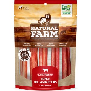 Natural Farm 6-inch Super Collagen Sticks Dog Chew Treats, 5 count