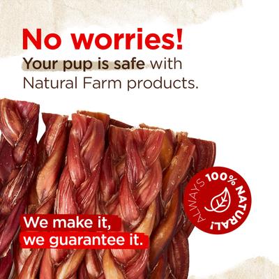Show full view: Natural Farm 4 to 5-inch Braided Bully Sticks Dog Treats, 10 count slide 7 of 8