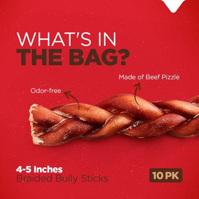 Show full view: Natural Farm 4 to 5-inch Braided Bully Sticks Dog Treats, 10 count slide 4 of 8