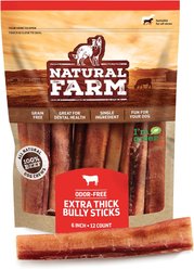 Natural Farm 6-inch Extra Thick Bully Sticks Dog Treats, 12 count