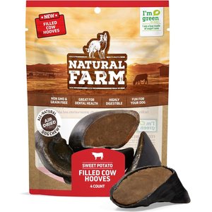 Natural Farm Stuffed Hooves Sweet Potato Flavor Dog Chews, 4 count