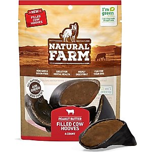Natural Farm Stuffed Hooves Peanut Butter Flavor Dog Chews, 4 count