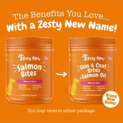 Zesty Paws Skin & Coat Bites Salmon Flavored Soft Chews Salmon Oil Supplement for Dogs, 250 count slide 2 of 8