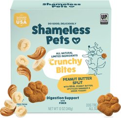 Shameless Pets Peanut Butter Split Peanut Butter & Yogurt Flavor Crunchy Dog Treats, 12-oz box