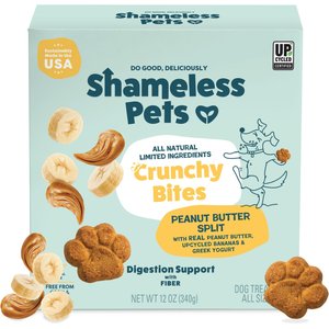Shameless Pets Peanut Butter Split Peanut Butter & Yogurt Flavor Crunchy Dog Treats, 12-oz box