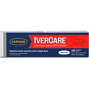 Farnam Ivercare Ivermectin 1.87% Paste Horse Dewormer, Apple Flavor, 0.21-oz syringe, 1 count
