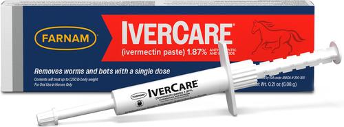 Show full view: Farnam Ivercare Ivermectin 1.87% Paste Horse Dewormer, Apple Flavor, 0.21-oz syringe, 1 count slide 2 of 11