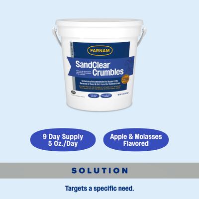 Show full view: Farnam SandClear Natural Psyllium Fiber Crumbles Apple/Molasses Flavor Horse Supplement, 3-lb bucket slide 8 of 11