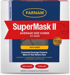 Farnam SuperMask II Horse Fly Mask with Covered Ears, White, Horse