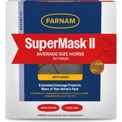 Farnam SuperMask II Horse Fly Mask with Covered Ears, White, Horse