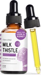 Chew + Heal Milk Thistle Tincture with Moringa Oil & Salmon Oil Liquid Kidney & Liver Health Supplement for Dogs, 2-fl oz bottle