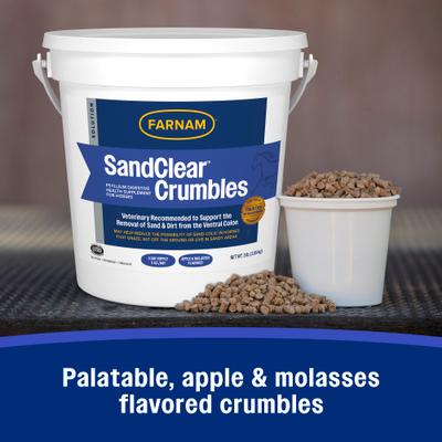 Show full view: Farnam SandClear Natural Psyllium Fiber Crumbles Apple/Molasses Flavor Horse Supplement, 3-lb bucket slide 7 of 11