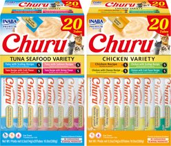 Inaba Churu Tuna & Seafood + Chicken Variety Creamy Lickable Cat Treats slide 1 of 9
