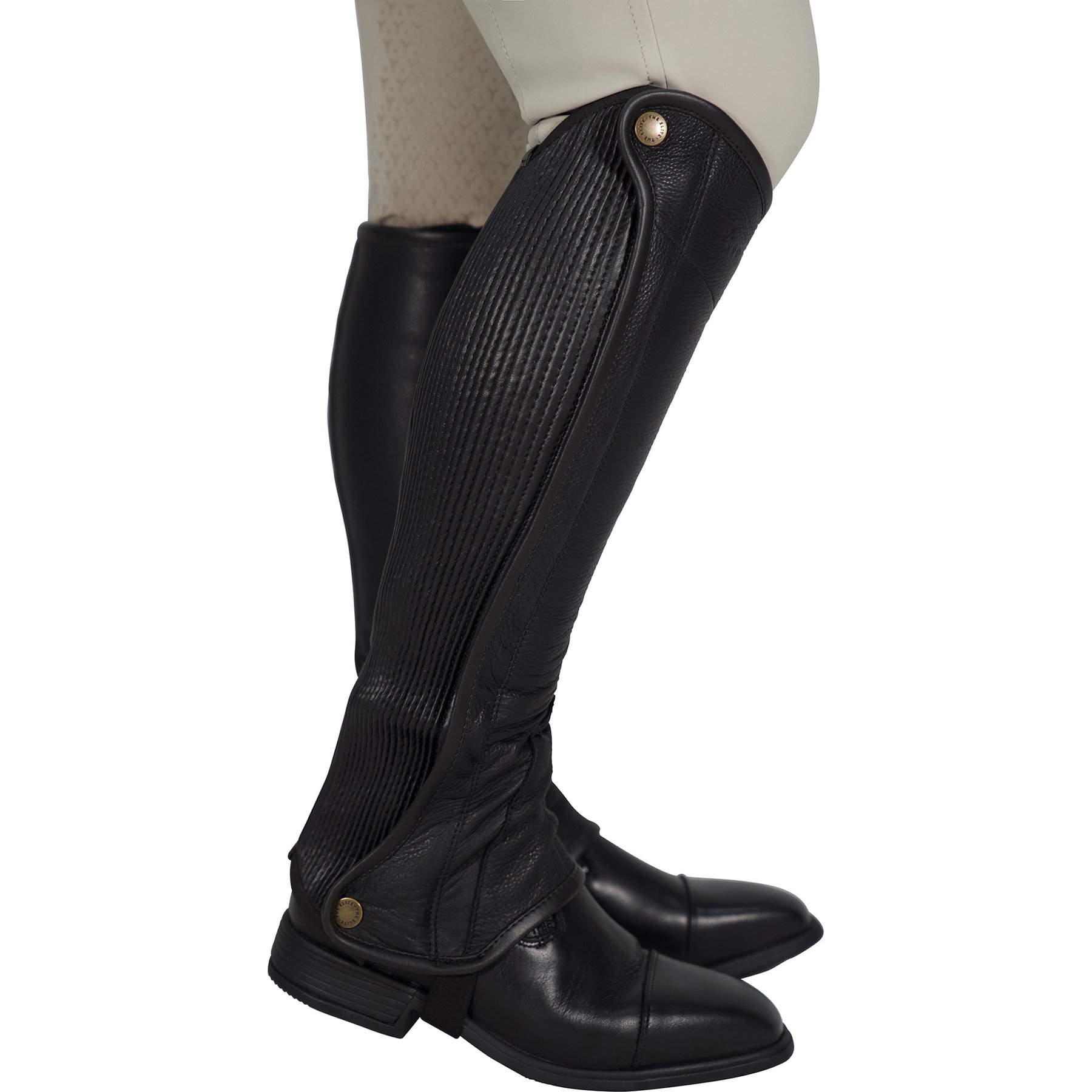 Grand Prix Elite Leather Half Chaps, Black, X-Large
