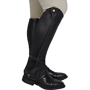 Grand Prix Elite Leather Half Chaps, Black, Small,