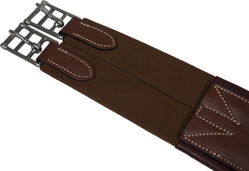 Show full view: Huntley Equestrian Sedgwick Leather Fancy Stitched Padded Leather Contour Shaped Girth, Havana, 50-in slide 2 of 9
