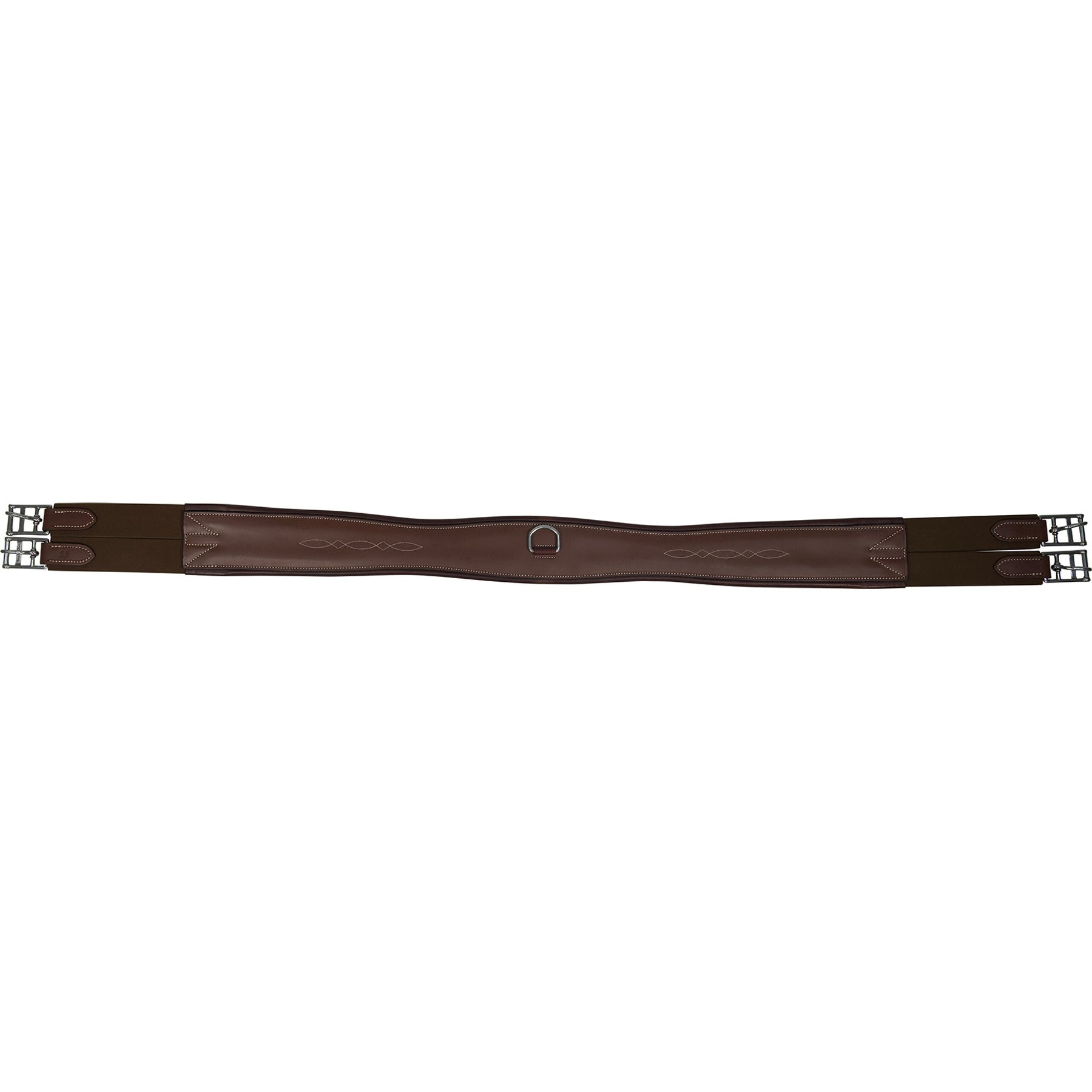 Huntley Equestrian Sedgwick Leather Fancy Stitched Padded Leather Contour Shaped Girth, Havana, 54-in