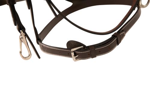 Show full view: Huntley Equestrian Sedgwick Leather Fancy Stitched Horse Bridle & Reins with Clip Cheek Pieces, Brown, Cob slide 5 of 6