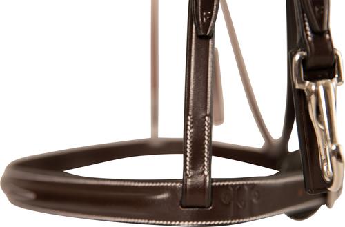 Show full view: Huntley Equestrian Sedgwick Leather Fancy Stitched Horse Bridle & Reins with Clip Cheek Pieces, Brown, Cob slide 4 of 6