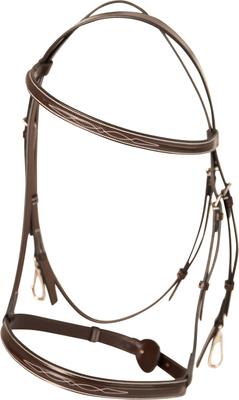 Show full view: Huntley Equestrian Sedgwick Leather Fancy Stitched Horse Bridle & Reins with Clip Cheek Pieces, Brown, Cob slide 2 of 6