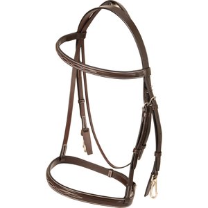 Huntley Equestrian Sedgwick Leather Fancy Stitched Horse Bridle & Reins with Clip Cheek Pieces, Brown, Cob