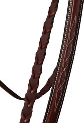 Huntley Equestrian Fancy Stitched Schooling Hunter Horse Bridle with Reins, Brown, Small Pony slide 2 of 7