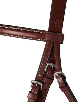 Show full view: Huntley Equestrian Fancy Stitched Schooling Hunter Horse Bridle with Reins, Brown, Full slide 6 of 7