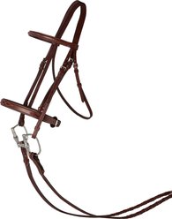 Huntley Equestrian Fancy Stitched Schooling Hunter Horse Bridle with Reins, Brown, Full