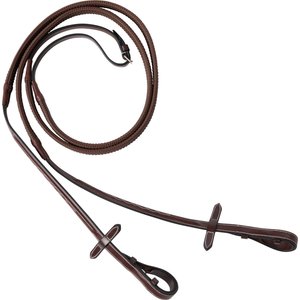 Huntley Equestrian Fancy Stitched Rubber Horse Reins, 5/8-in, Australian Nut, Cob