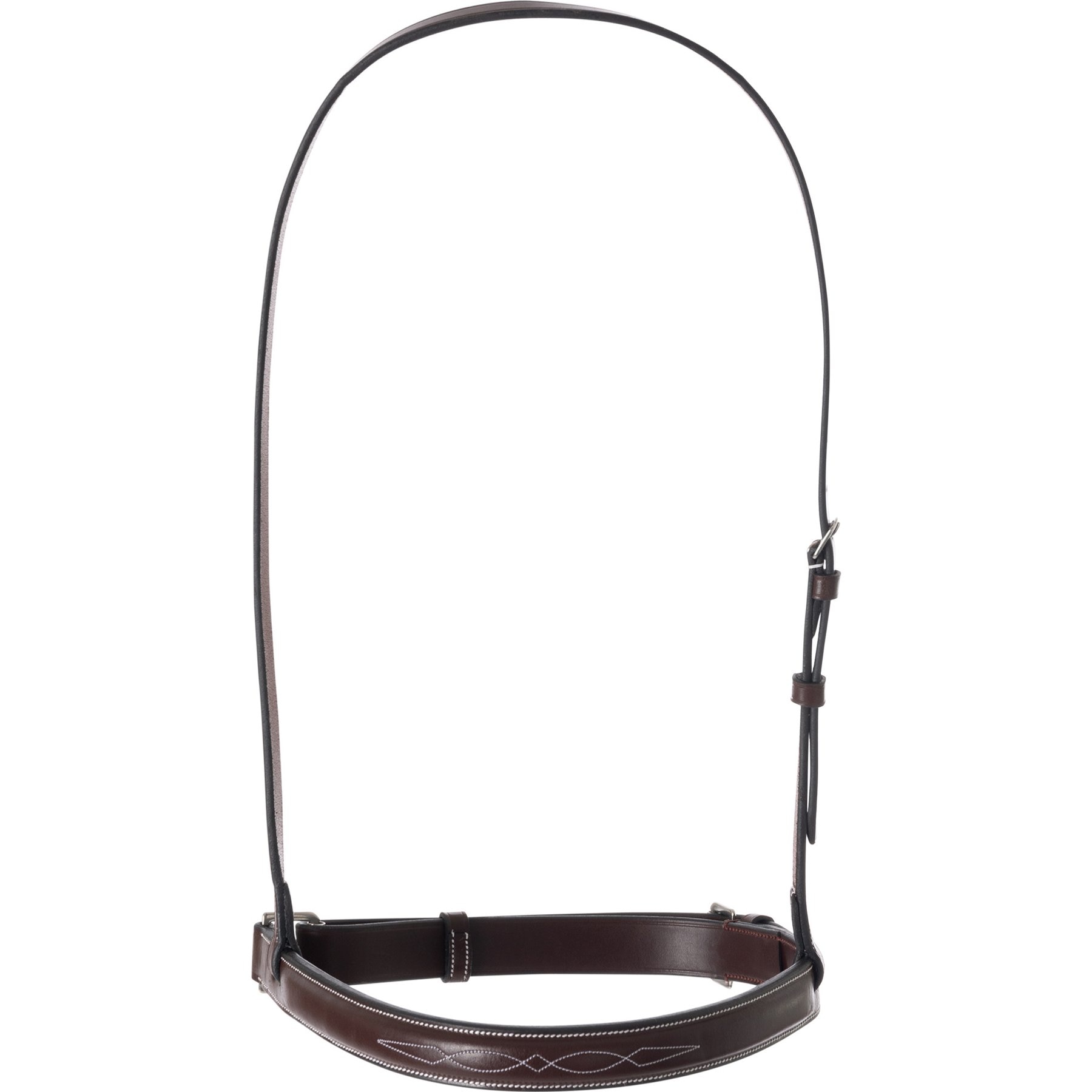 Huntley Equestrian Fancy Stitched Raised Chain Horse Crank Noseband, Australian Nut, Medium Pony