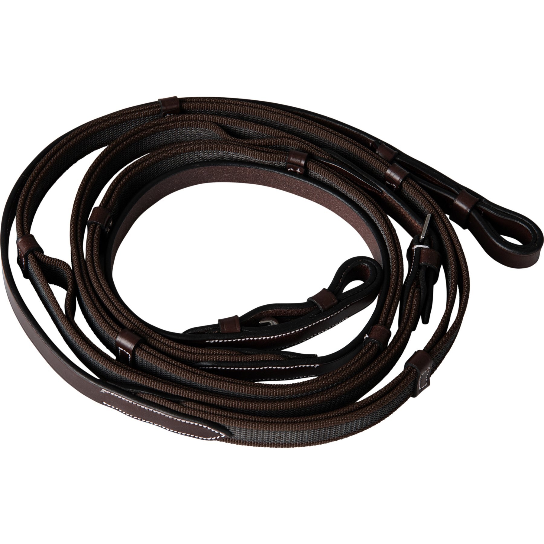 Huntley Equestrian Double Layer Web Grip Horse Reins, Australian Nut, Cob