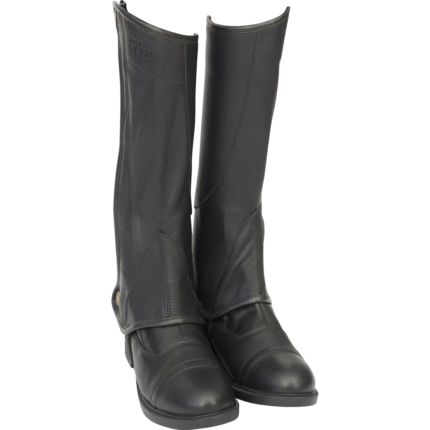 Grand Prix Elite Leather Kids Half Chaps, Black, Medium