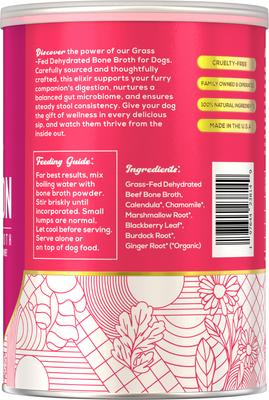 Show full view: Fido's Bone Broth Digestion Grass-Fed Beef Bone Broth Powdered Dog Food Topper, 7-oz jar slide 8 of 9